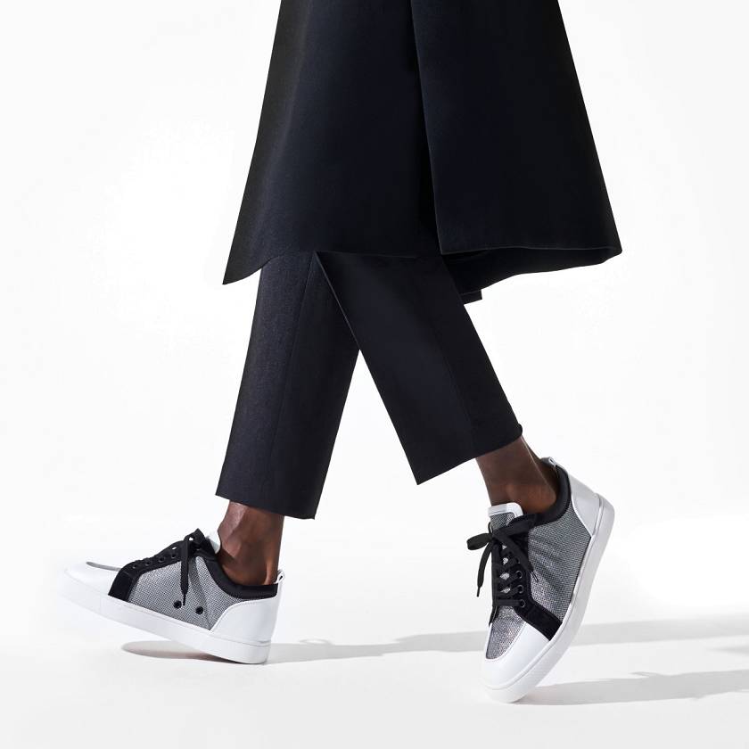 Men's Christian Louboutin Rantulow Orlato Calf Graine Low Top Sneakers - White/Black [1385-206]